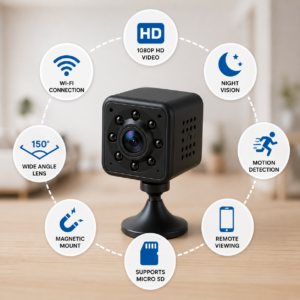 Mini Wireless Security Camera with 1080P HD video and night vision